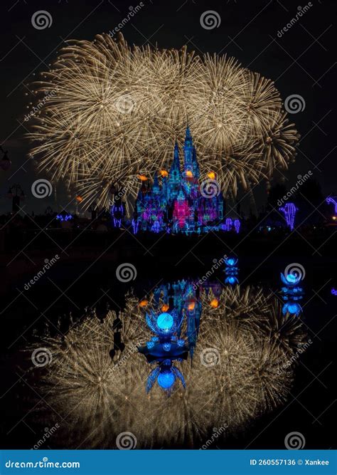 disney halloween special fireworks display editorial photo image
