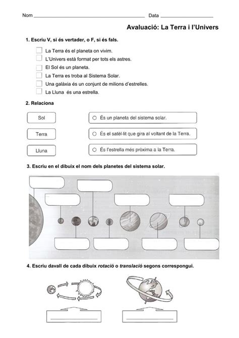 Actividad online de L Univers para 5è Puedes hacer los ejercicios