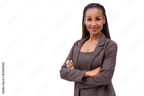 Beautiful Female African American Business Woman CEO In A Suit