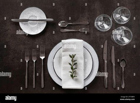 Top View Table Etiquette Dressing Stock Photo Alamy