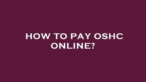 How To Pay Oshc Online Youtube