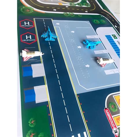 Pista Hotcars Aeroporto Em Lona Para Brincar Carrinhos Hot Wheels Pista Aeroporto