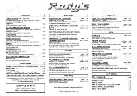 Menu at Rudy's Pizza Napoletana - Birmingham restaurant, Birmingham