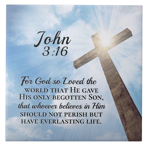 John 316 God So Loved The World Wooden Cross Ceramic Tile Zazzle