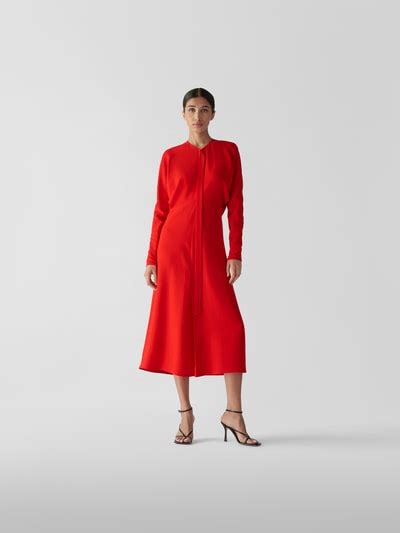 Victoria Beckham Midikleid Mit Zierbesatz Rot Online Kaufen