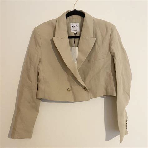 Zara Cropped Blazer Size L Brand New With Tags Depop