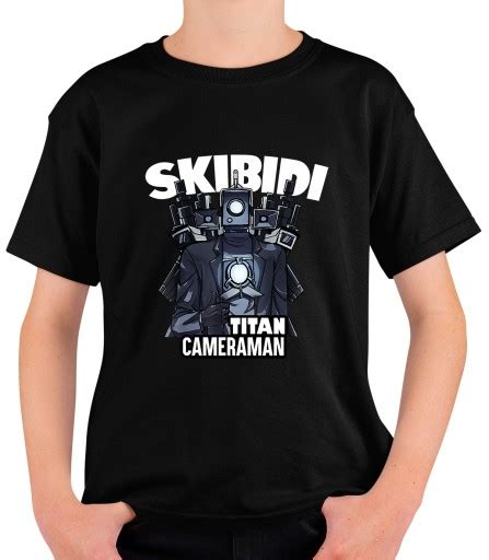 Skibidi Toilet Koszulka Tytan Cameraman Camera Man Tshirt Czarny