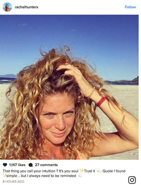 Rachel Hunter 47 Flaunts SERIOUS Cleavage In Bright Bikini As She Writhes Around In Sand