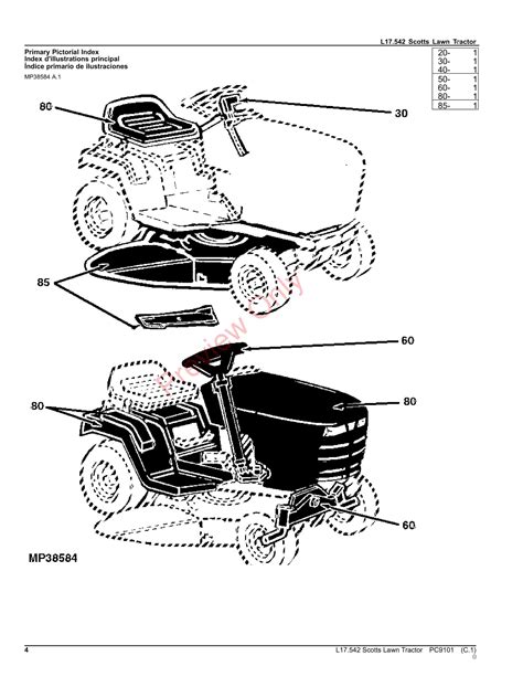 John Deere L17 542 SCOTTS LAWN TRACTOR Parts Catalog PC9101 08SEP23