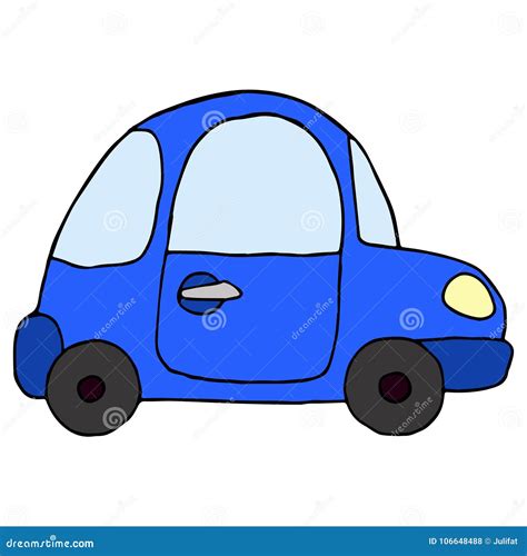 Cartoon Retro Blue Car Isolated on White Background. Vector ...