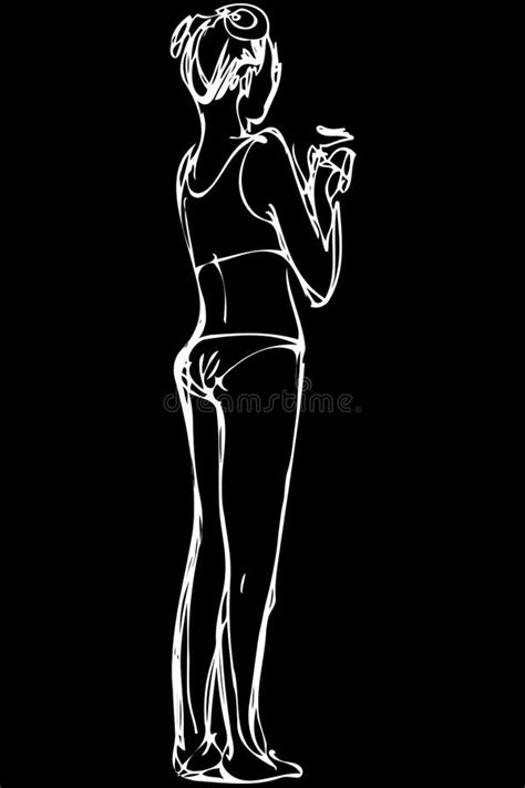 Fille Bien Faite De Croquis De Vecteur Dans Le Bikini Illustration De Vecteur Illustration Du