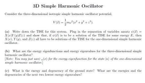 Solved 3D Simple Harmonic Oscillator Consider the | Chegg.com