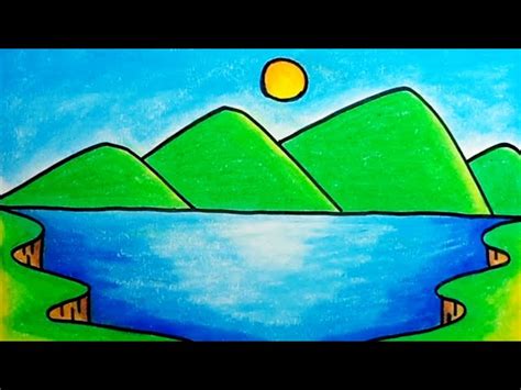 lake drawing  kids easy drawing ideas  kids scenery village