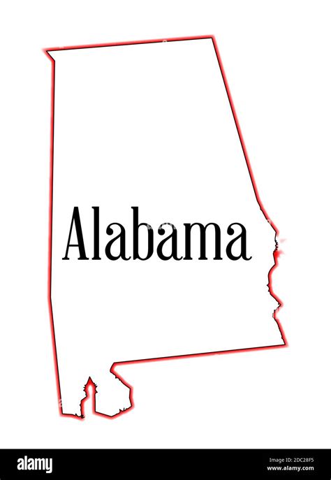 State Map Outline Of Alabama Over A White Background Stock Photo Alamy