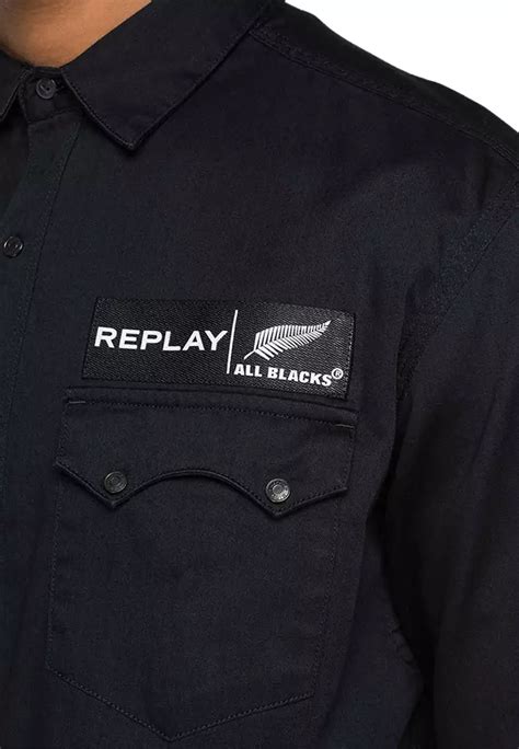 Jual Replay Replay All Blacks Denim Shirt Original Zalora