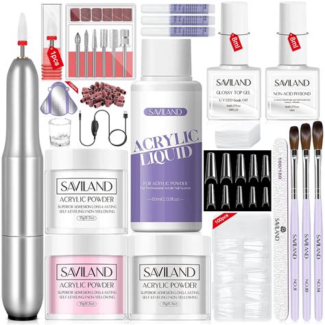 Amazon.com: SAVILAND Acrylic Nail Kit with Drill: 15g White Pink Clear