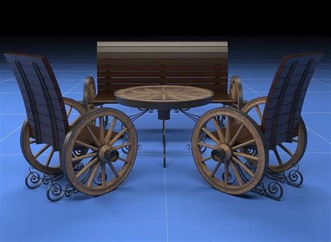 Cartwheel Table And Seating Group 3d Model Cgtrader