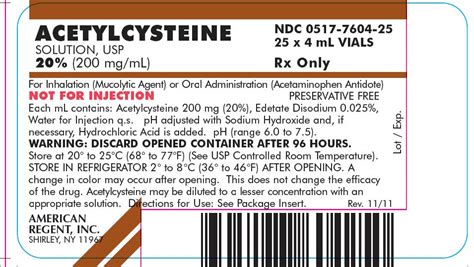 Acetylcysteine Inhalation Package Insert Prescribing Info