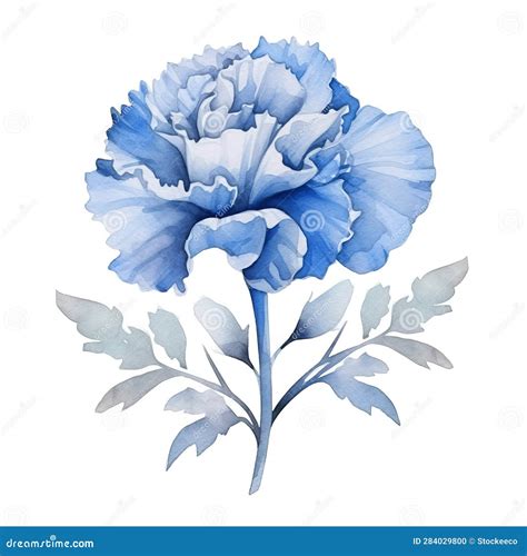 Blue Carnation Flowers Watercolor Clipart Tattoo Inspired