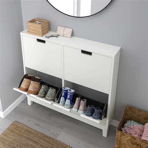 STÄLL shoe cabinet with 4 compartments, white, 96x17x90 cm - IKEA UK