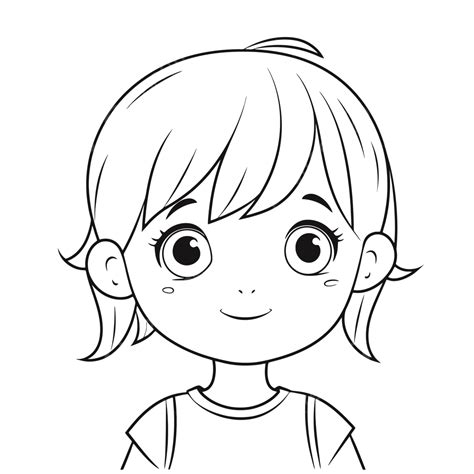 Portrait Of A Little Girl Coloring Page Outline Sketch Drawing Vector