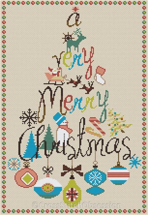 Christmas Cross Stitch Pattern Merry Christmas A Etsy