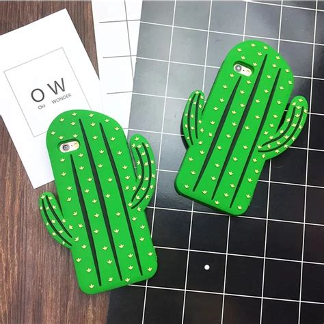 New 3d Cartoon Cacti Case For Iphone 6 6s 7 8 Plus Cute Green Cactus