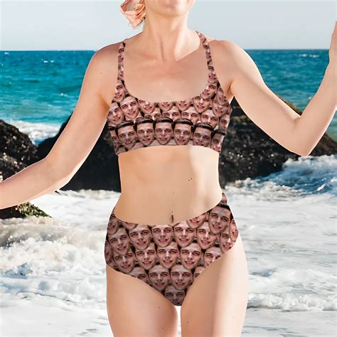 Custom Low Waist Bikini With Face Swimsuit With Face Funny