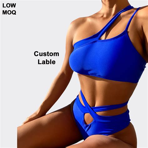 Summer Bikini Swimsuits For Women One Shoulder Bikini Strapless High Waist Bikini Sets Swimwear