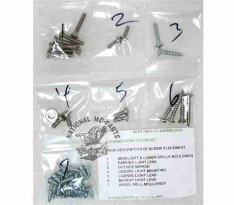 Barracuda Exterior Screw Kit Repro National Mo Parts