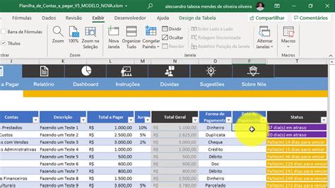 Planilha De Contas A Pagar Em Excel Funcionamento Vizual Planilhas