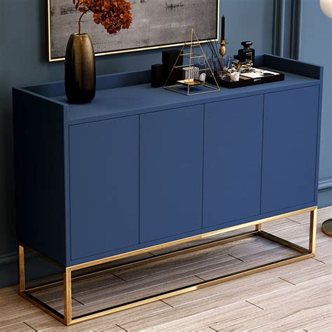 Modern 47 Blue Buffet Sideboard Kitchen Sideboard Cabinet With 4 Doors