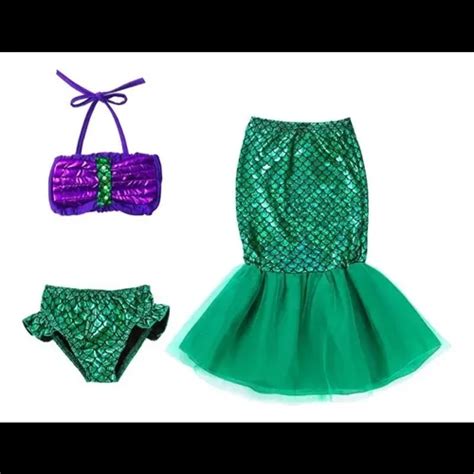 Set Cola De Sirena Y Bikini Niñas Natación Cosplay Show Meses sin interés