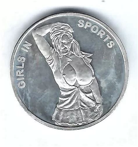 RARE VINTAGE NUDE Woman Girls In Sports Soccer Silver Coin Medal PicClick UK