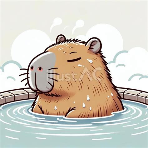Free Vectors Capybara Bathing In A Hot Spring
