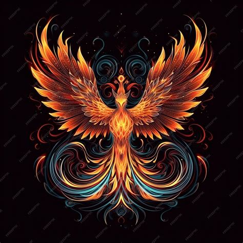 Premium Ai Image A Phoenix Bird With A Black Background And A Blue