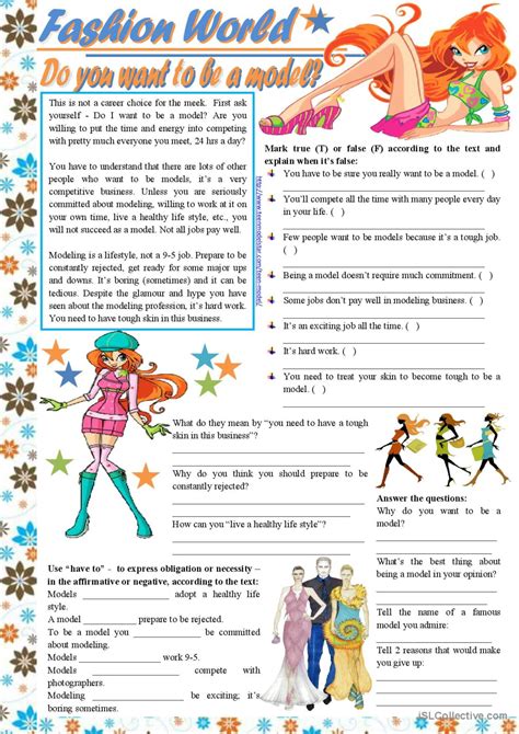 Fashion World Do You Want To Be A… English Esl Worksheets Pdf And Doc