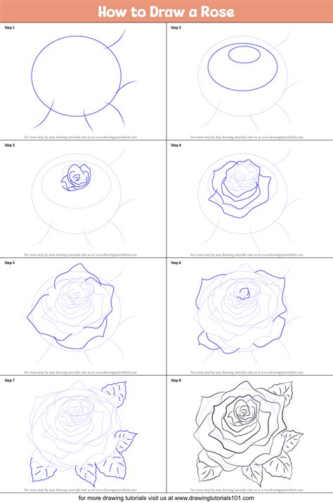 How To Draw A Rose Rose Step By Step