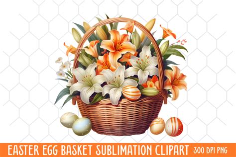 Easter Egg Basket Sublimation Clipart Graphic By CraftArt Creative