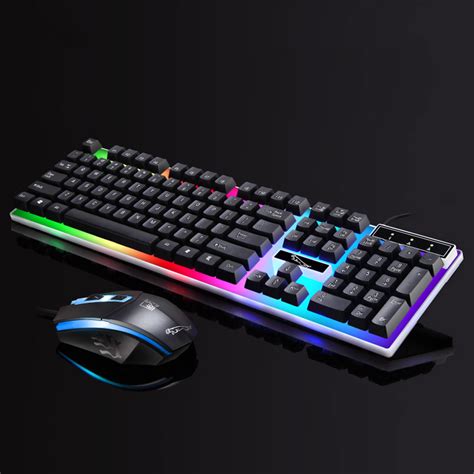 TSV Gaming LED Wired Keyboard And Mouse Combo With Emitting Character