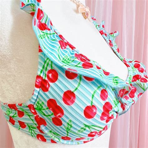Cherry Ruffle Piece Bikini Set Swimwear From Japan Tops Kei Market Buy And Sell