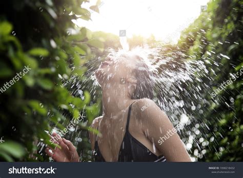 Brunette Woman Outdoor Shower Images Stock Photos Vectors Shutterstock