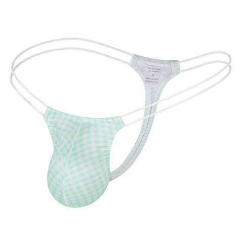 Mans Sexy G String Print Plaid Backless Double Thongs Male Low Waist Underwear Gay Breathable