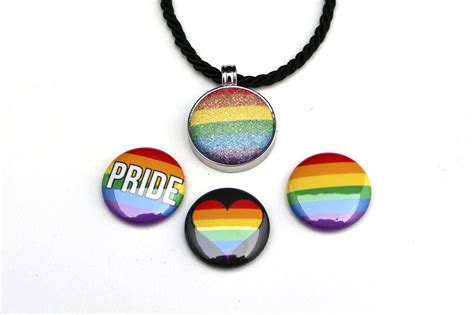 Rainbow Gay Pride Necklace Magnetic Glitter Rainbow Pride Etsy