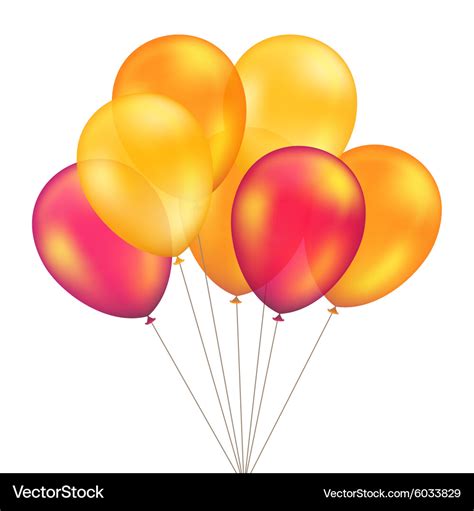 Red Orange Yellow Balloons Set Isolated Royalty Free Vector