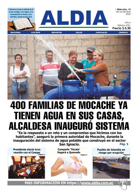 Edición 15 de noviembre 2023 Mocache entregó pozo de agua de 120