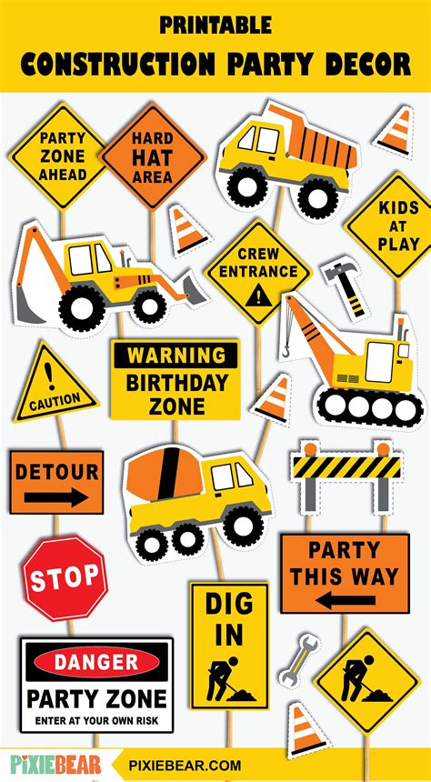 Party Décor Construction Birthday Construction Theme Cake Topper