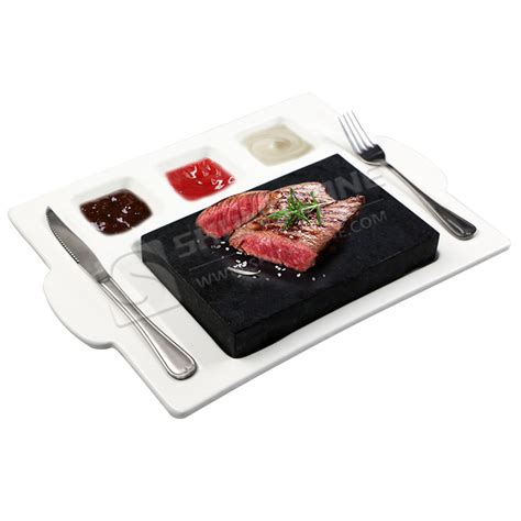 China Amazon Hot Selling Steak Stone Set Lava Hot Stone With Thickness Ceramic Plate For Indoor