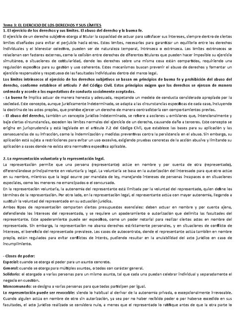TEMA 3. EL Ejercicio DE LOS Derechos Y SUS Límites - Tema 3: EL EJERCICIO DE LOS DERECHOS Y SUS