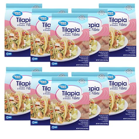Great Value Frozen Tilapia Skinless And Boneless Fillets 20 Lb Case
